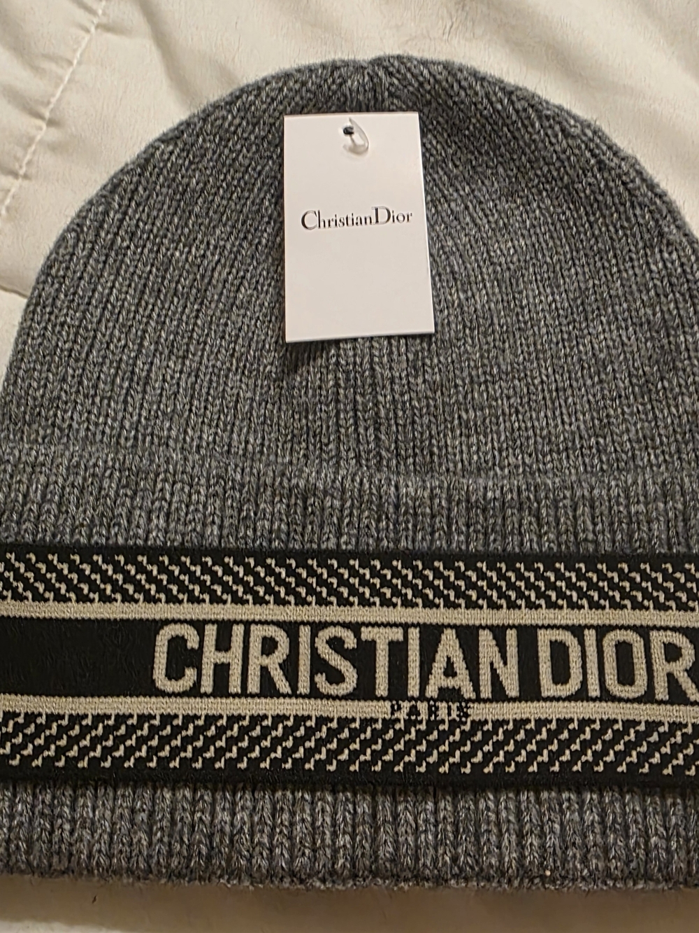 Dior Men’s Gray Logo Knit Beanie